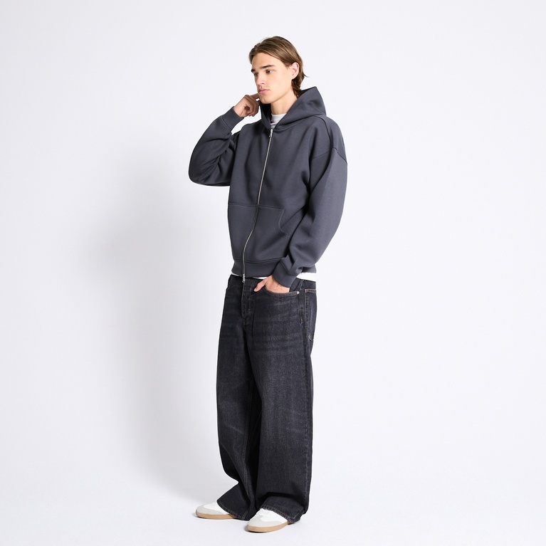Boxy scuba zip hoodie "Stan" Dark Grey